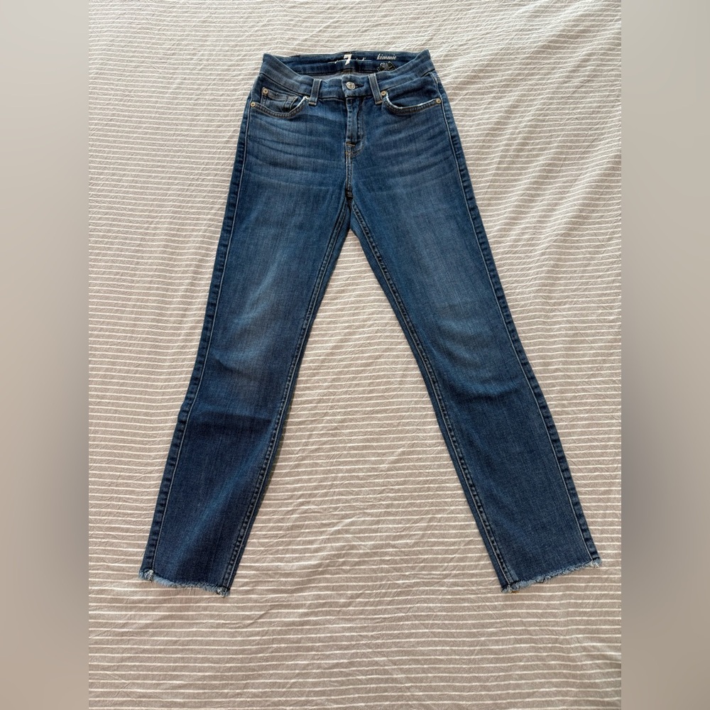 7 For All Mankind Dark Blue Straight Leg Jeans